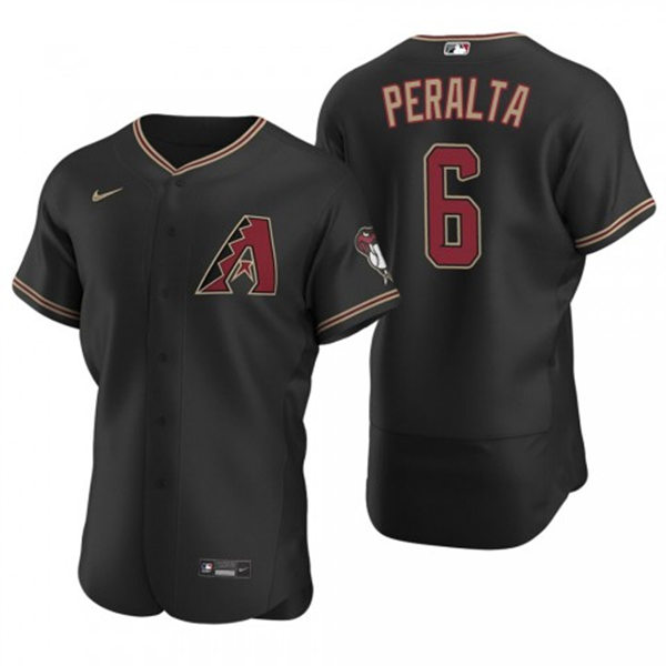 Men's Arizona Diamondbacks #6 David Peralta Alternate Black FlexBase Player Jersey