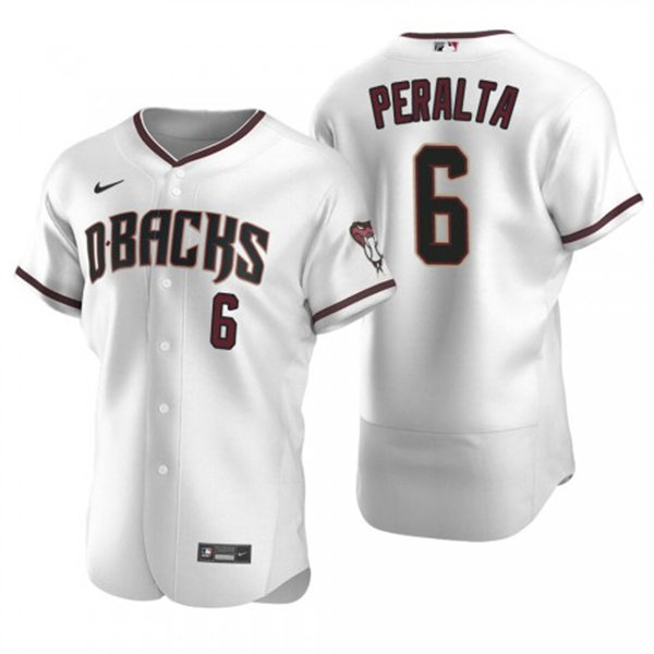 Men's Arizona Diamondbacks #6 David Peralta White Home FlexBase Player Jersey