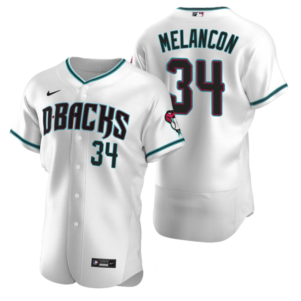 Men's Arizona Diamondbacks #34 Mark Melancon White Teal Alternate FlexBase Player Jersey