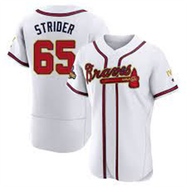 Mens Atlanta Braves 65 Spencer Strider Red Alternate FlexBase Player Jersey