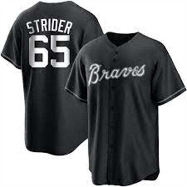 Mens Atlanta Braves #65 Spencer Strider 2022 Black Collection Jersey