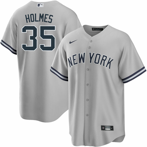 Men's New York Yankees #35 Clay Holmes Grey Road with Name Cool Base Player Jersey