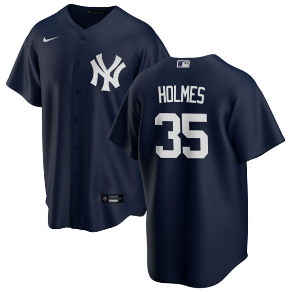 Men's New York Yankees #35 Clay Holmes Navy Alternate With Name Cool Base Player Jersey