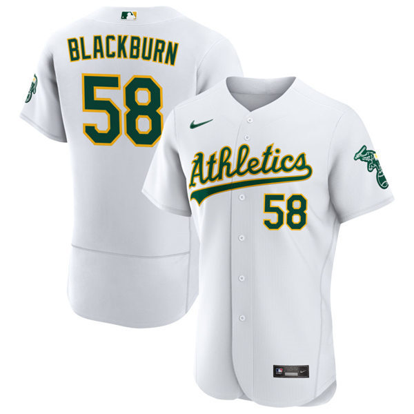 Men's Oakland Athletics #58 Paul Blackburn White Home FlexBase Player Jersey