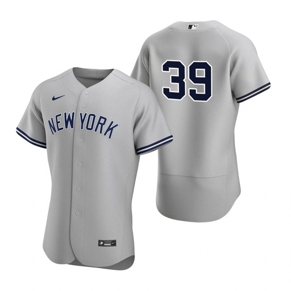 Mens New York Yankees #39 Jose Trevino Road Gray FlexBase Player Jersey