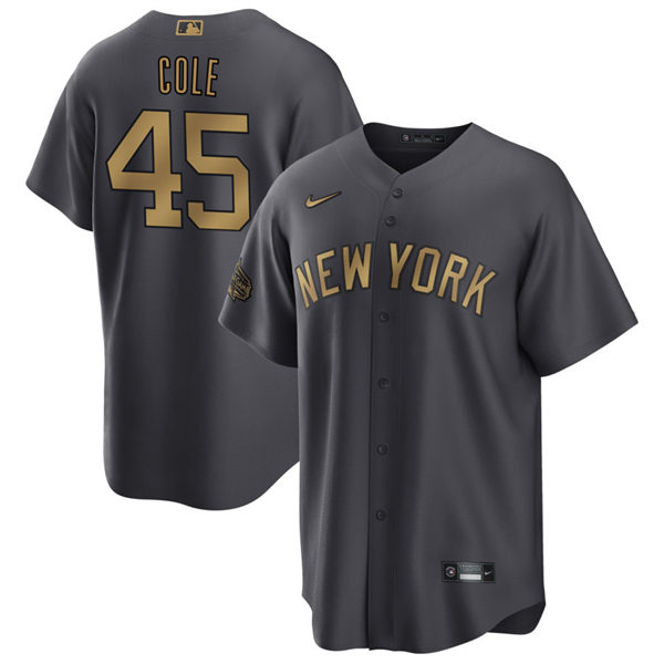 Mens Youth New York Yankees #45 Gerrit Cole 2022 MLB All-Star Game Jersey Charcoal