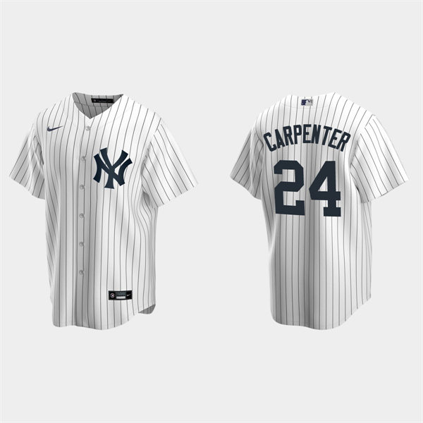 Mens New York Yankees #24 Matt Carpenter White Home with Name Cool Base Jersey