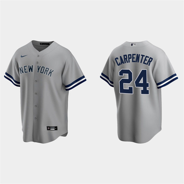 Mens New York Yankees #24 Matt Carpenter Road Gray with Name Cool Base Jersey