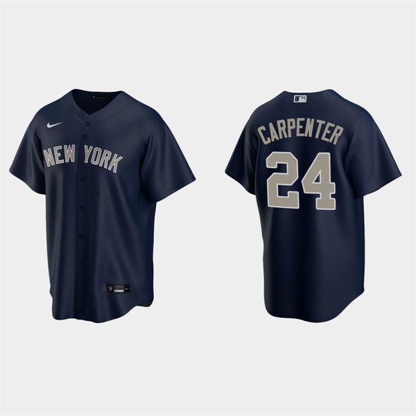 Mens New York Yankees #24 Matt Carpenter Navy Gray Alternate 2nd with Name Cool Base Jersey