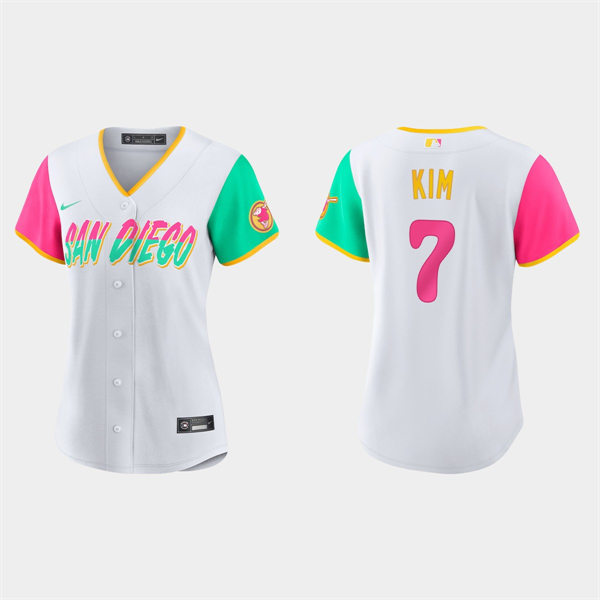 Women San Diego Padres #7 Ha-Seong Kim White 2022 City Connect Jersey