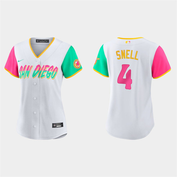 Women San Diego Padres #4 Blake Snell White 2022 City Connect Jersey