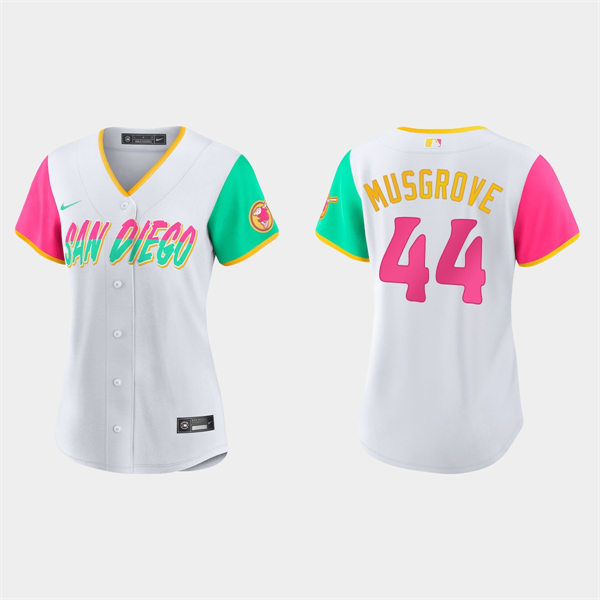 Women San Diego Padres #44 Joe Musgrove White 2022 City Connect Jersey