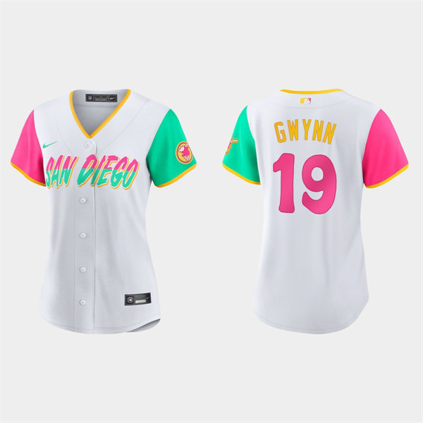 Women San Diego Padres #19 Tony Gwynn White 2022 City Connect Jersey