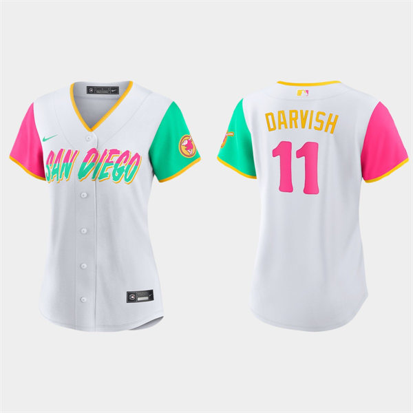 Women San Diego Padres #11 Yu Darvish White 2022 City Connect Jersey