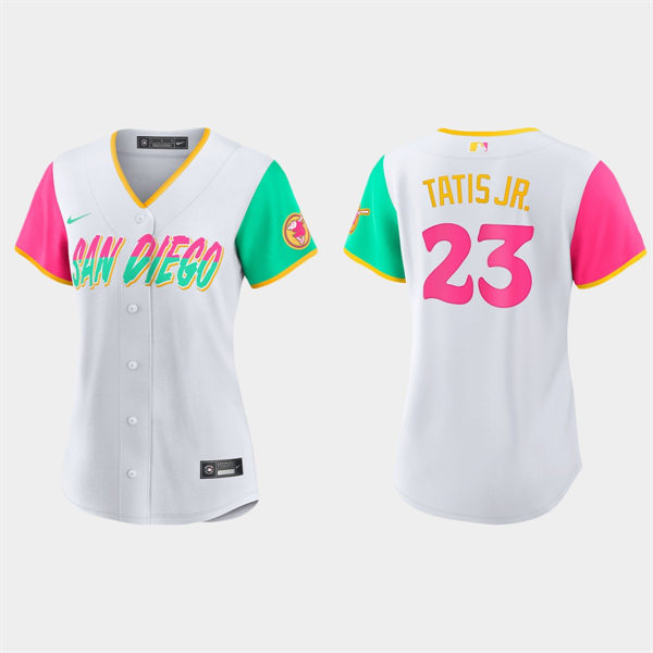 Women San Diego Padres #23 Fernando Tatis Jr. White 2022 City Connect Jersey