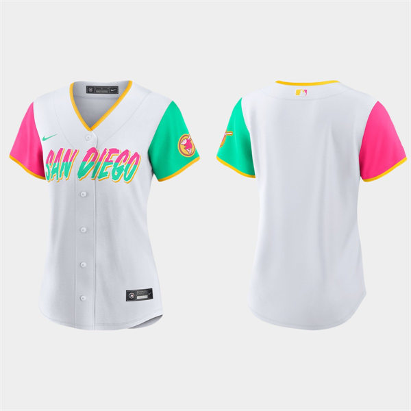 Women San Diego Padres Blank White 2022 City Connect Team Jersey