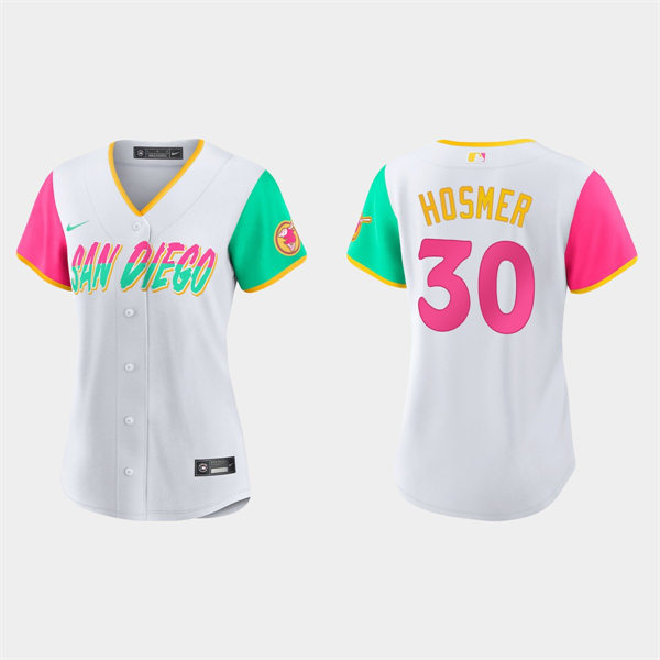 Women San Diego Padres #30 Eric Hosmer White 2022 City Connect Jersey
