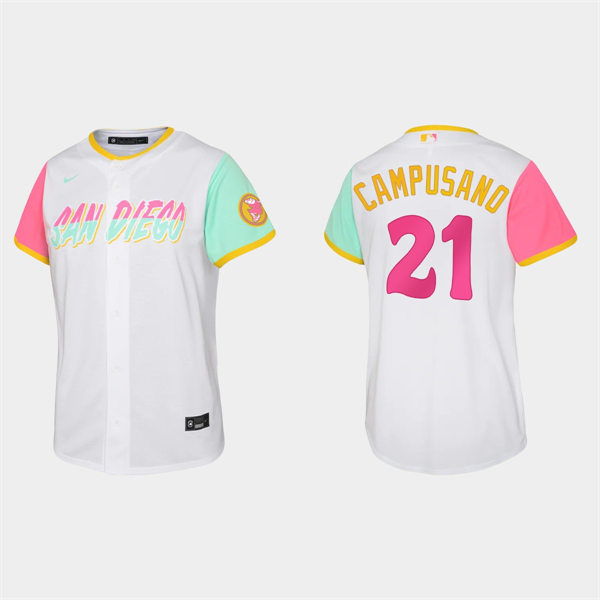 Youth San Diego Padres #21 Luis Campusano White 2022 City Connect Replica Jersey