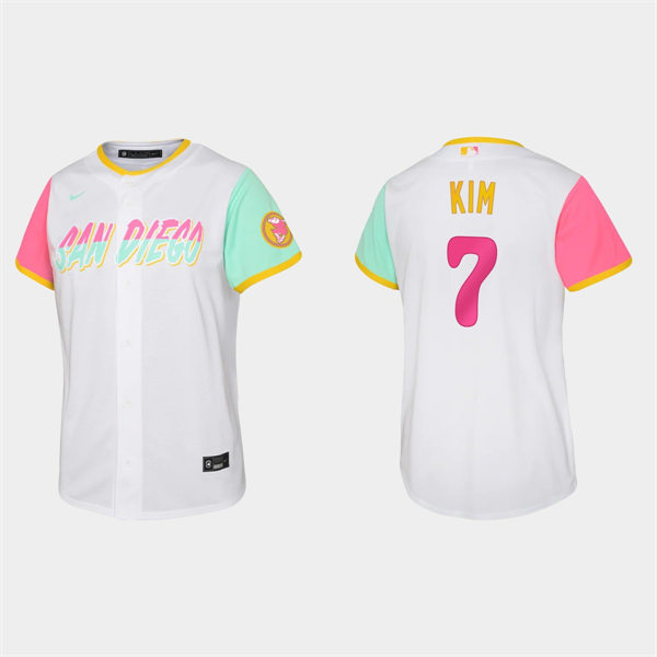 Youth San Diego Padres #7 Ha-Seong Kim White 2022 City Connect Jersey