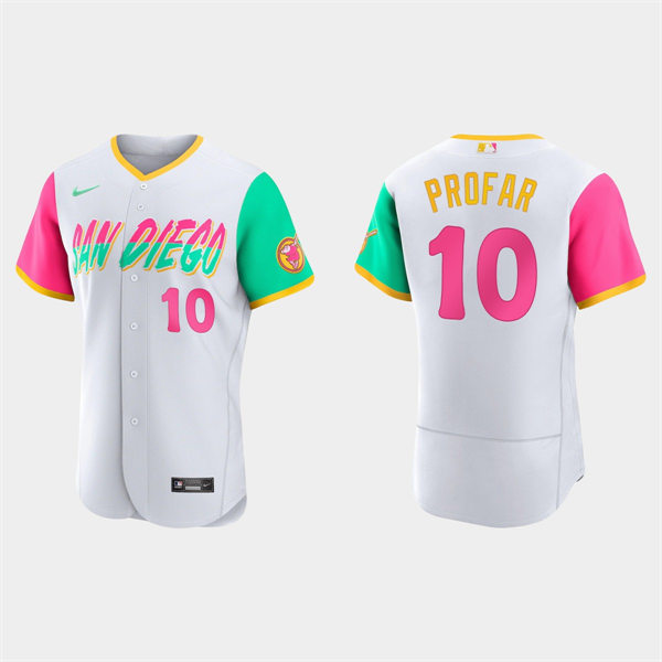 Mens San Diego Padres #10 Jurickson Profar White Stitched 2022 City Connect Jersey