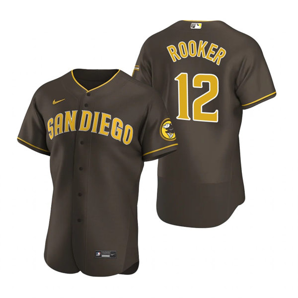 Mens San Diego Padres #12 Brent Rooker Brown Road Player FlexBase Jersey