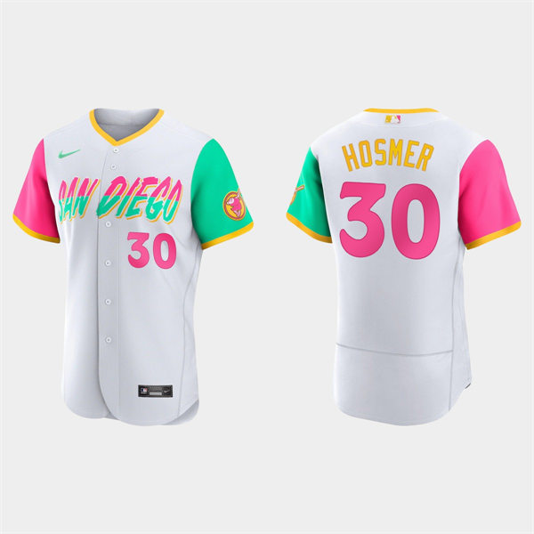 Mens San Diego Padres #30 Eric Hosmer White Stitched 2022 City Connect Jersey