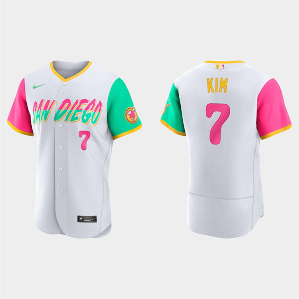 Mens San Diego Padres #7 Ha-seong Kim White Stitched 2022 City Connect Jersey