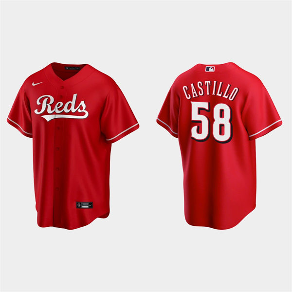 Men's Cincinnati Reds #58 Luis Castillo Scarlet Alternate Reds CoolBase Jersey