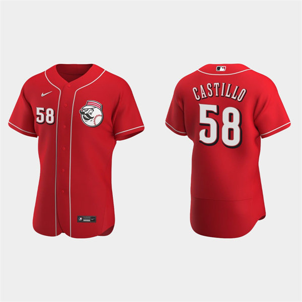 Men's Cincinnati Reds #58 Luis Castillo Scarlet Alternate Logo FlexBase Jersey