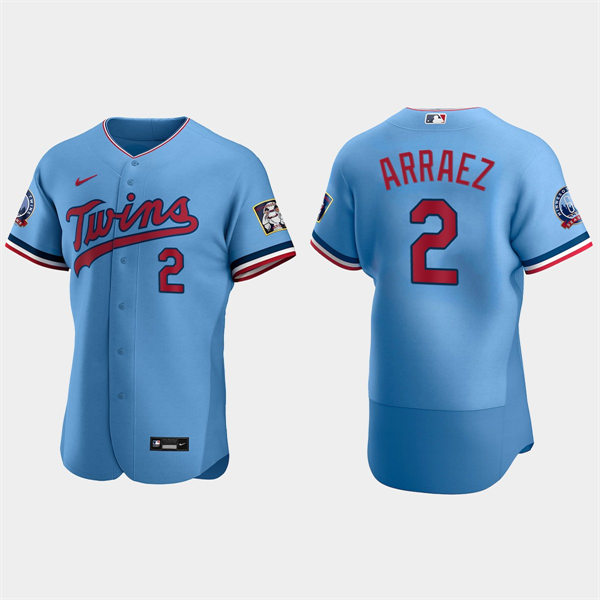 Mens Minnesota Twins #2 Luis Arraez Powder Blue Alternate Flex Base Jersey