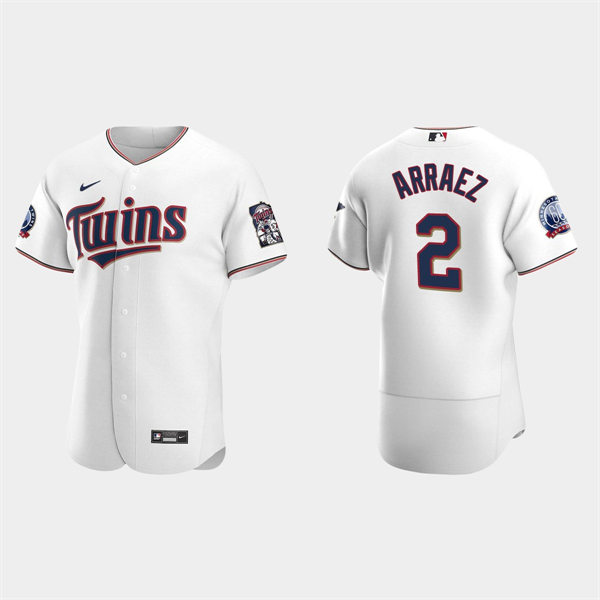 Mens Minnesota Twins #2 Luis Arraez White Home FlexBase Player Jersey