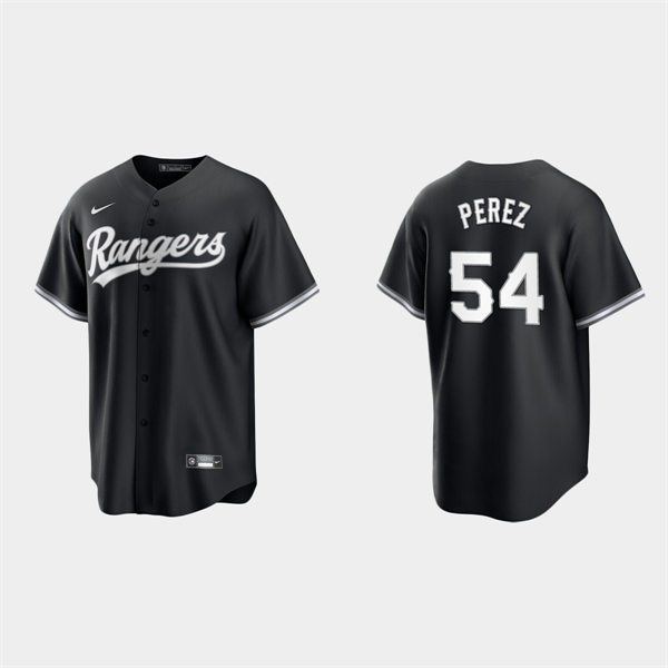 Mens Texas Rangers #54 Martin Perez  Nike Black White Collection Jersey