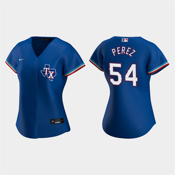 Women Texas Rangers #54 Martin Perez Royal Alternate CoolBase Jersey 