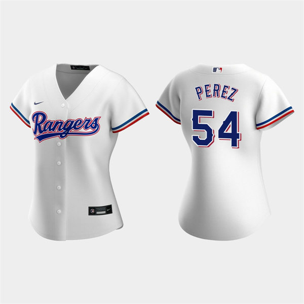 Women Texas Rangers #54 Martin Perez White Home CoolBase Jersey