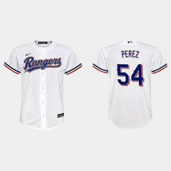 Youth Texas Rangers #54 Martin Perez White Home CoolBase Jersey
