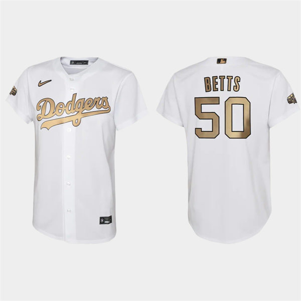 Youth Los Angeles Dodgers #50 Mookie Betts White 2022 MLB All-Star Game Jersey