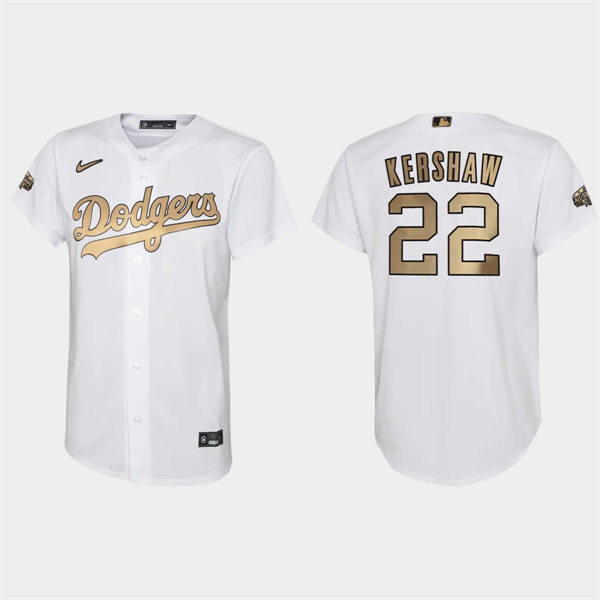 Youth Los Angeles Dodgers #22 Clayton Kershaw White 2022 MLB All-Star Game Jersey