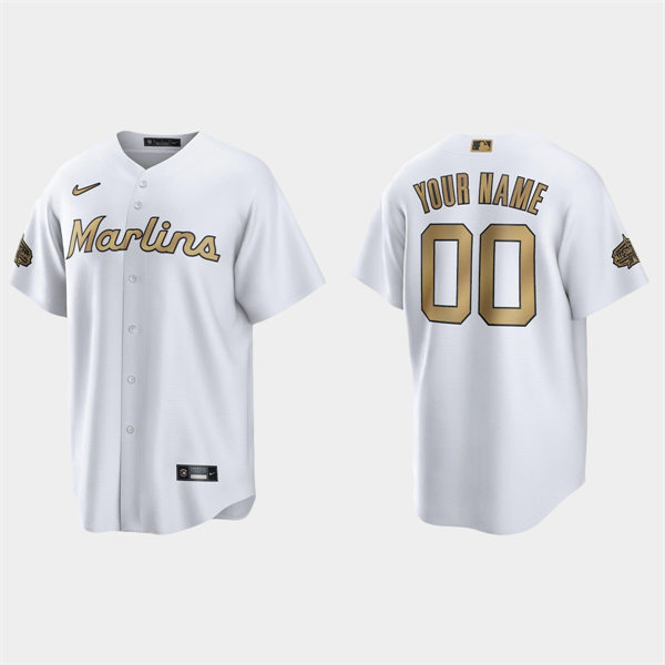 Mens Youth Miami Marlins Custom Nike White Stitched 2022 MLB All-Star Game Jersey