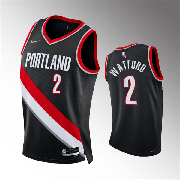 Mens Portland Trail Blazers #2 Trendon Watford Black Icon Edition Swingman Jersey