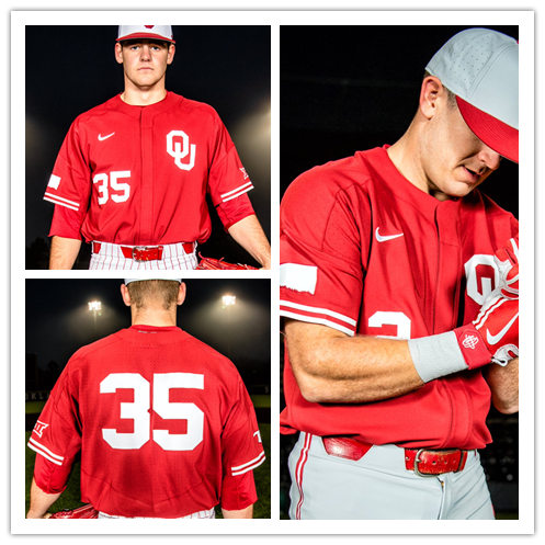 Mens Youth Oklahoma Sooners Custom Nike Crimson Button OU College Baseball Game Jersey
