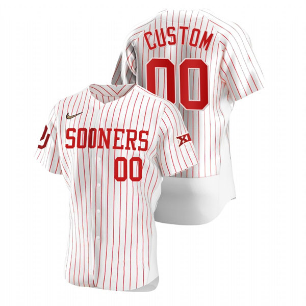 Mens Youth Oklahoma Sooners Custom Nike White Pinstripe Sooners College Baseball Game Jersey