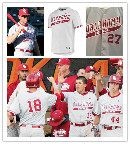 Mens Youth Oklahoma Sooners Custom Nike 2022 Grey Button College Baseball Game Jersey
