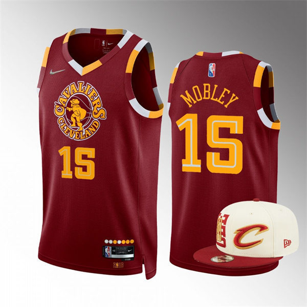 Mens Cleveland Cavaliers #15 Isaiah Mobley Red 2021-22 75th Anniversary City Edition Jersey