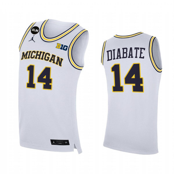 Mens Youth Michigan Wolverines #14 Moussa Diabate White College Basketball Game Jersey