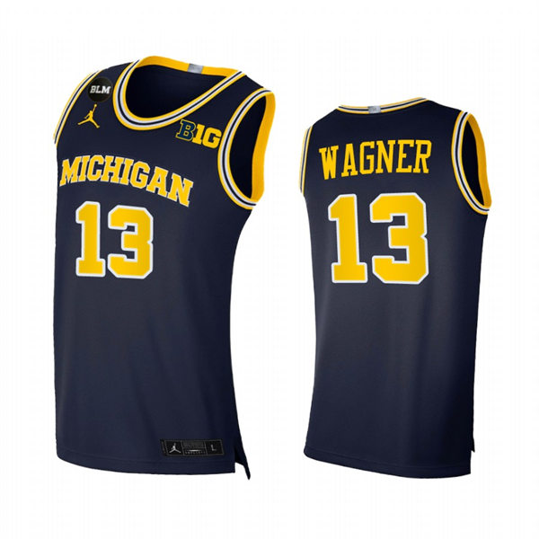 Mens Youth Michigan Wolverines #13 Moritz Wagner  Navy College Basketball Game Jersey