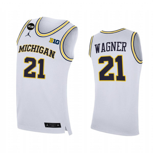 Mens Youth Michigan Wolverines #21 Franz Wagner White College Basketball Game Jersey