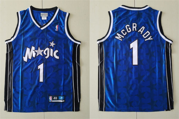 Mens Orlando Magic #1 Tracy McGrady Reebok Blue Stars Throwback Jersey