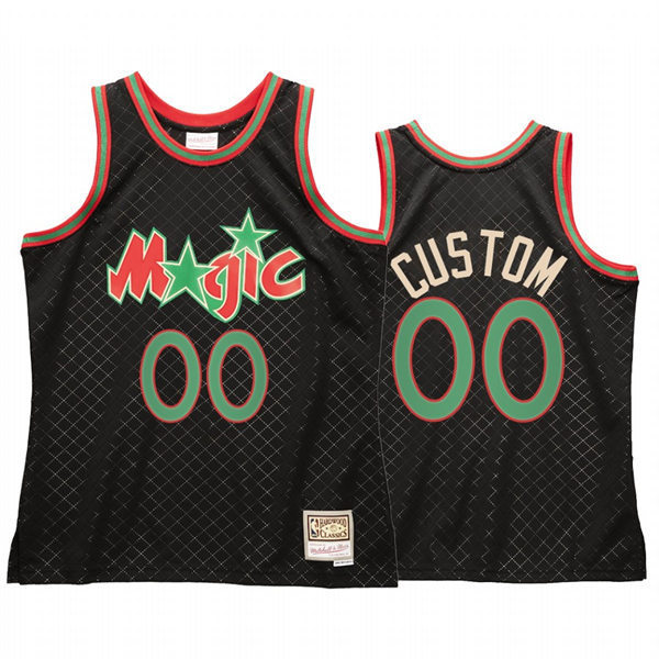 Mens Youth Orlando Magic Custom Mitchell & Ness Black Neapolitan Hardwood Classics Jersey