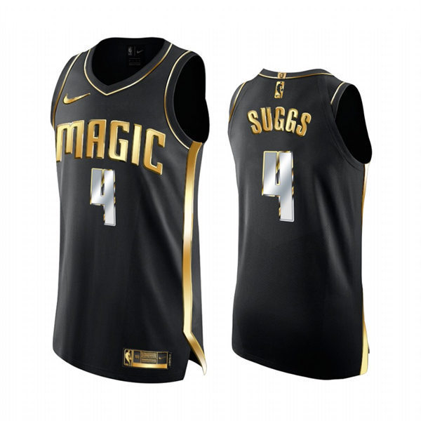 Men's Orlando Magic #4 Jalen Suggs 2021 Black Golden Edition Limited Jersey