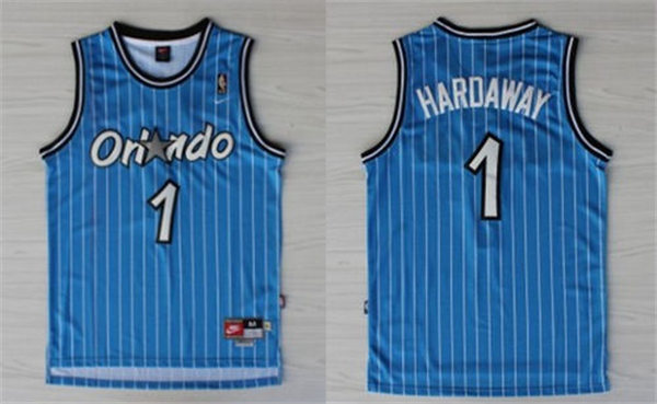 Men's Orlando Magic #1 Penny Hardaway Nike Blue Pinstripe Retro Jersey